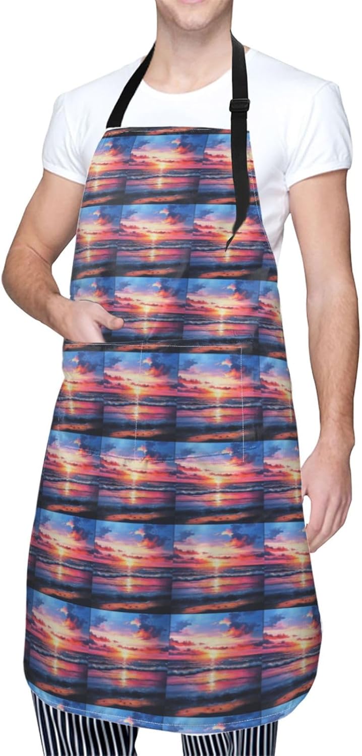 YANYU Palm Tree Sunset Print 28x33 In Kitchen Apron Stylish Chef Apron