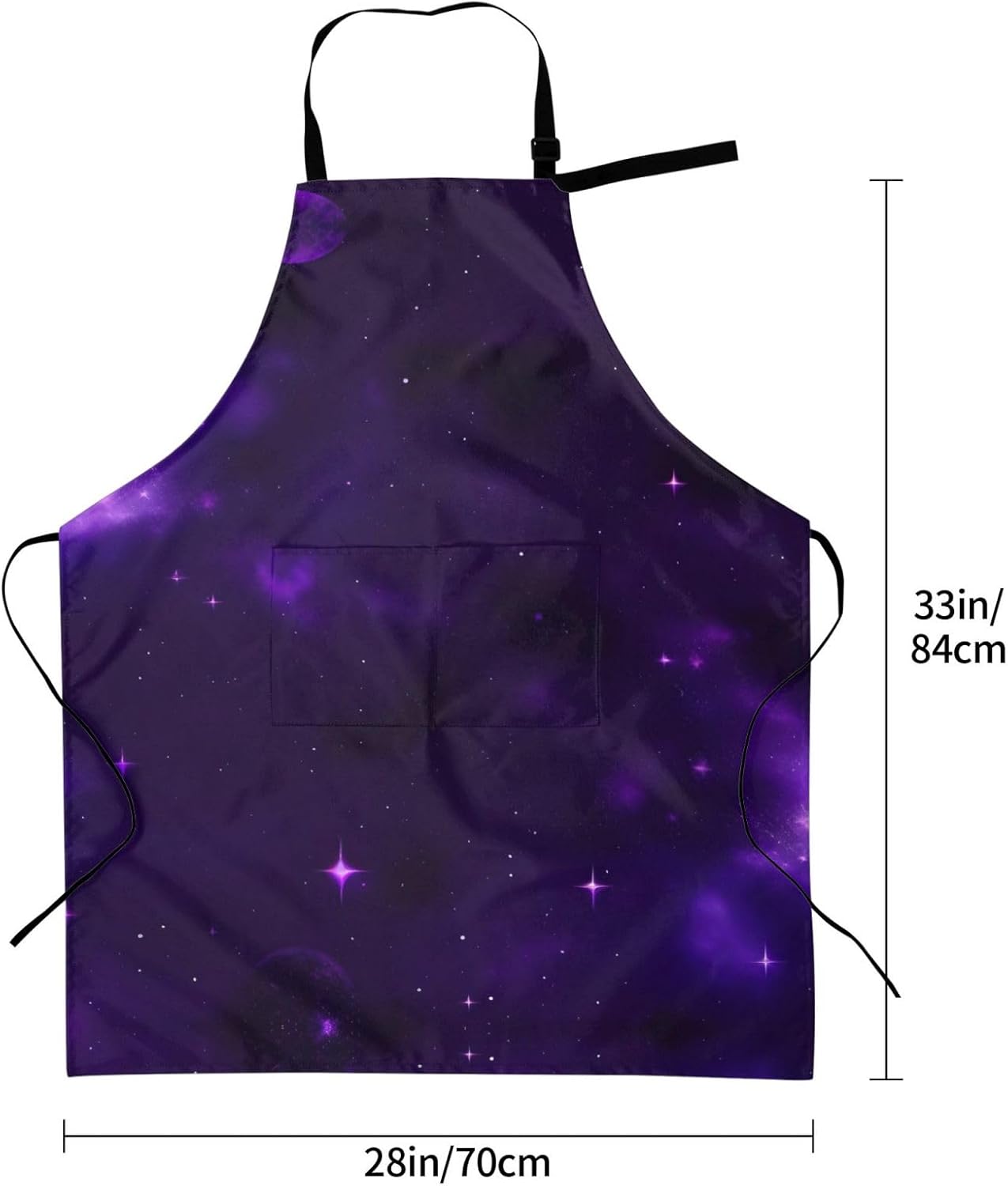 Galaxy Starry Space Purple Starry print Waterproof chef's apron with p