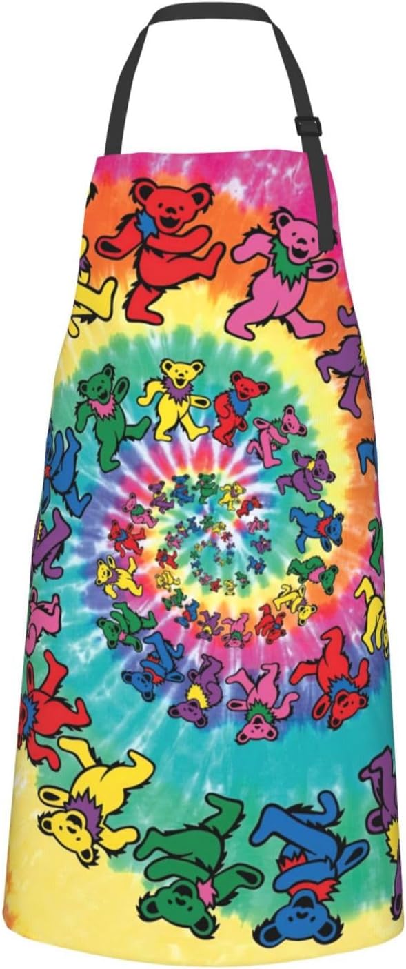 Dancing thanksgiving bear Print 28x33 In Adult Kitchen Apron with Pockets Versatile Chef Smock for Cooking Baking