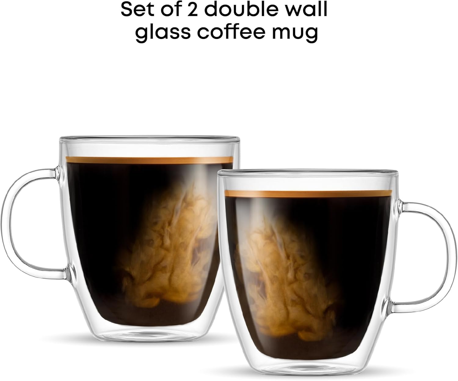 JoyJolt Savor Double Wall Insulated Glasses - Coffee Mugs (Set of 2) -