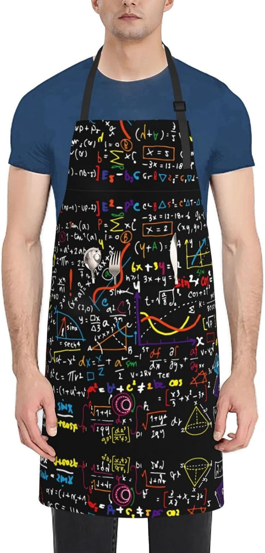 Math Formula print Waterproof apron with pocket adjustable cooking apron for adult kitchen bibs to bake