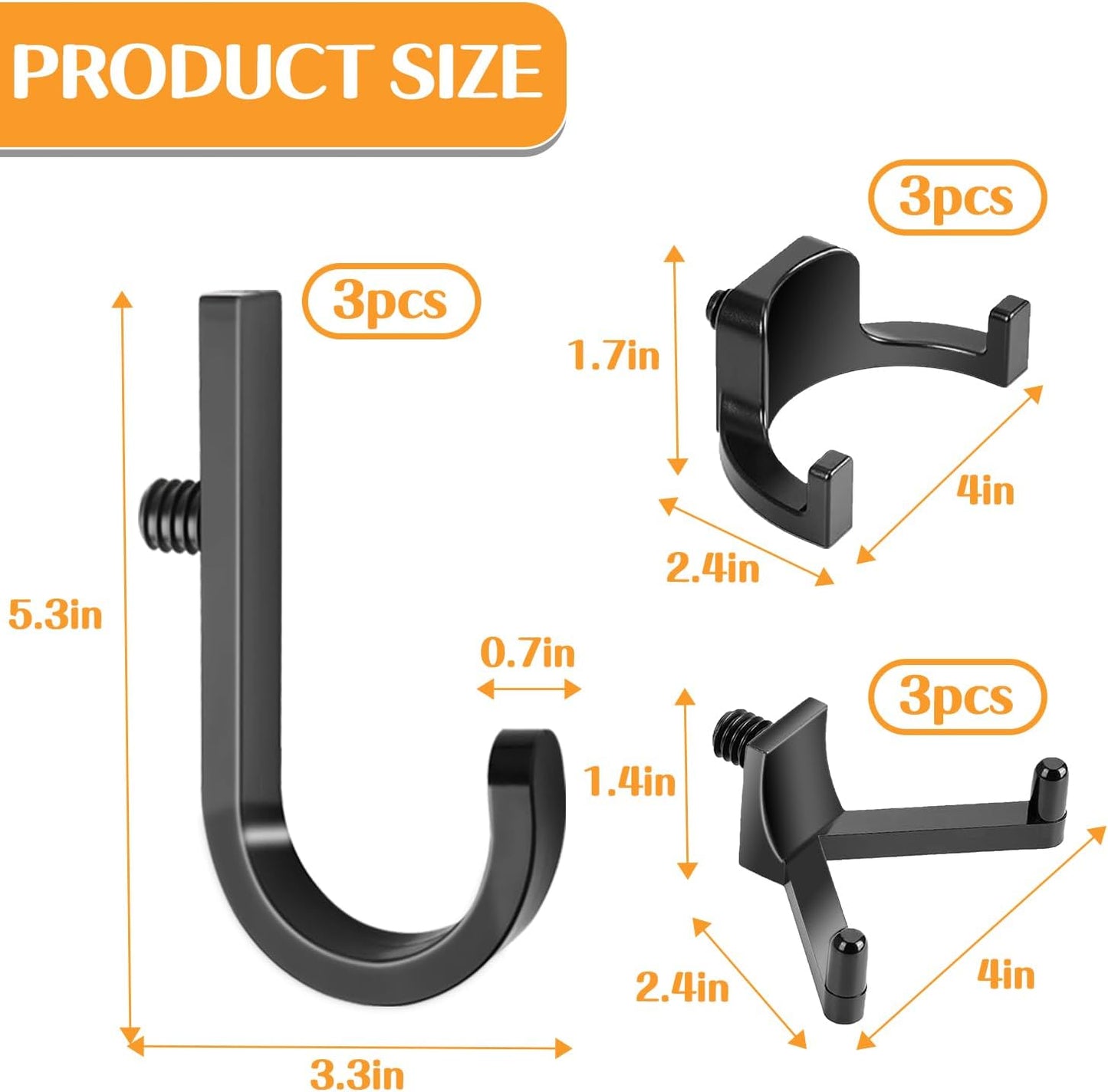 9 Pcs ABS Storage Shed Tool Hooks, Heavy Duty Shed Accessories & Hooks - Compatible with Suncast & Craftsman Sheds, Black J/U/V Shape for Organizing Ladders, Hoses & Garden Tools in Outdoor Sheds.