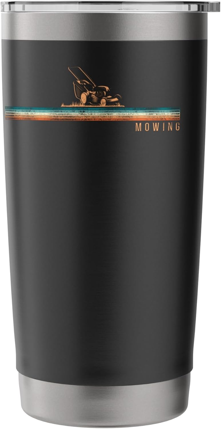 Lawn Mower Mowing Dad Father Landscaper Retro Vintage Mowing Stainless Steel Insulated Tumbler
