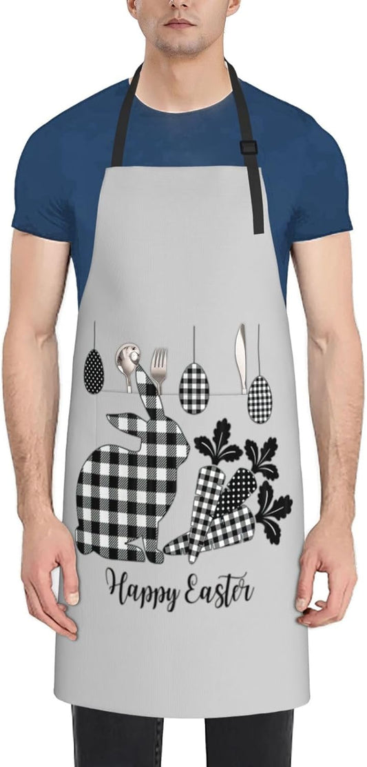 Happy Easter Print 28x33 In Adult Kitchen Apron with Pockets Versatile Chef Smock for Cooking Baking