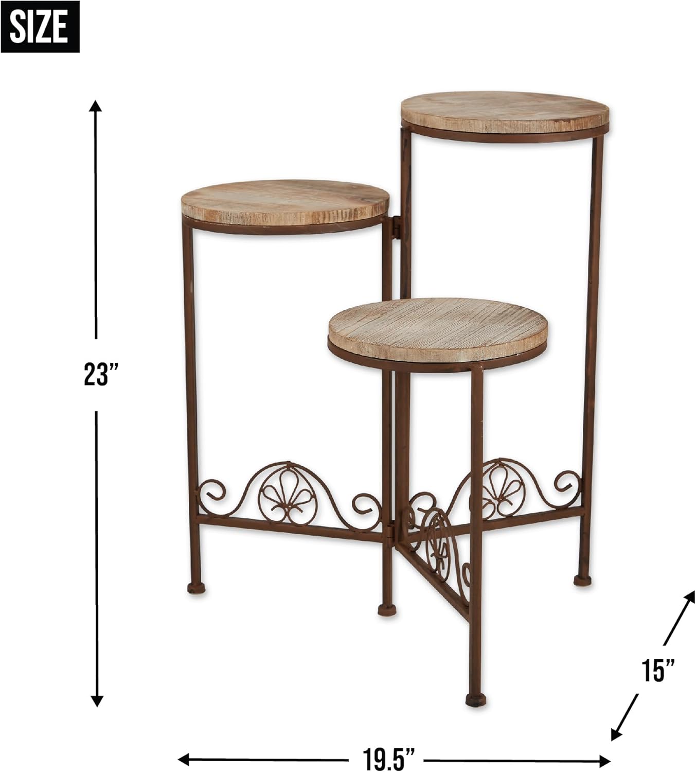 Gifts and Decor Rustic Finish Triple Planter Table Set