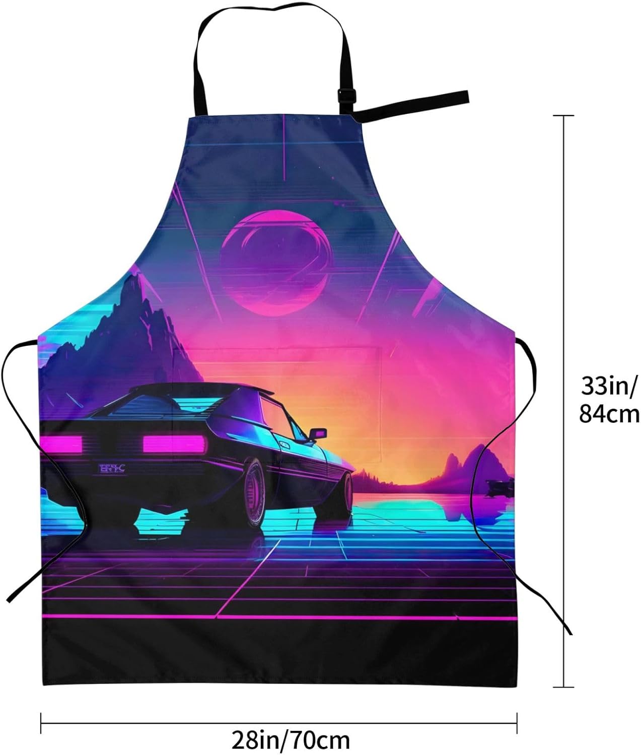 Retrowave pictures Print 28 x 33in Waterproof Apron with Pockets Fashi