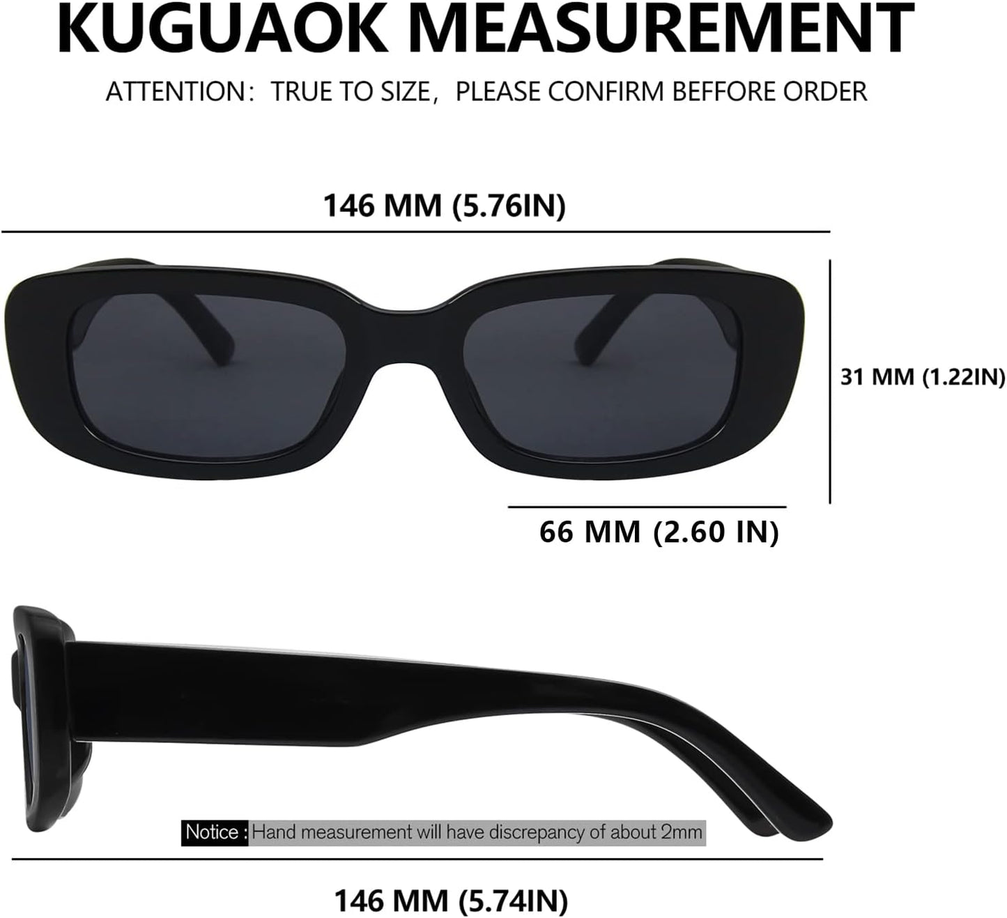 KUGUAOK Retro Rectangle Sunglasses Women and Men Vintage Small Square 
