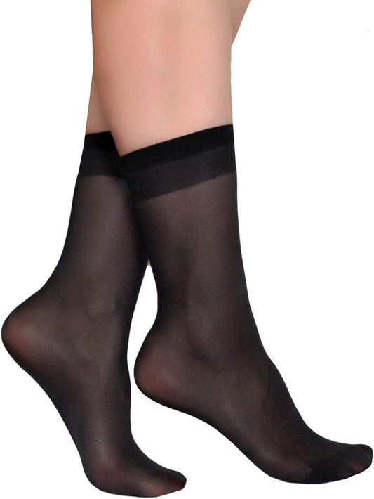 Pioni Women's 5 Pairs Nylon socks for women Ankle High Sheer Socks Tig