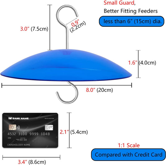 8" Mini Rain Cover for Bird Feeder/House - Blue Small Protective Dome Guard Against Rain/Snow/Sun - Dia. 20CM