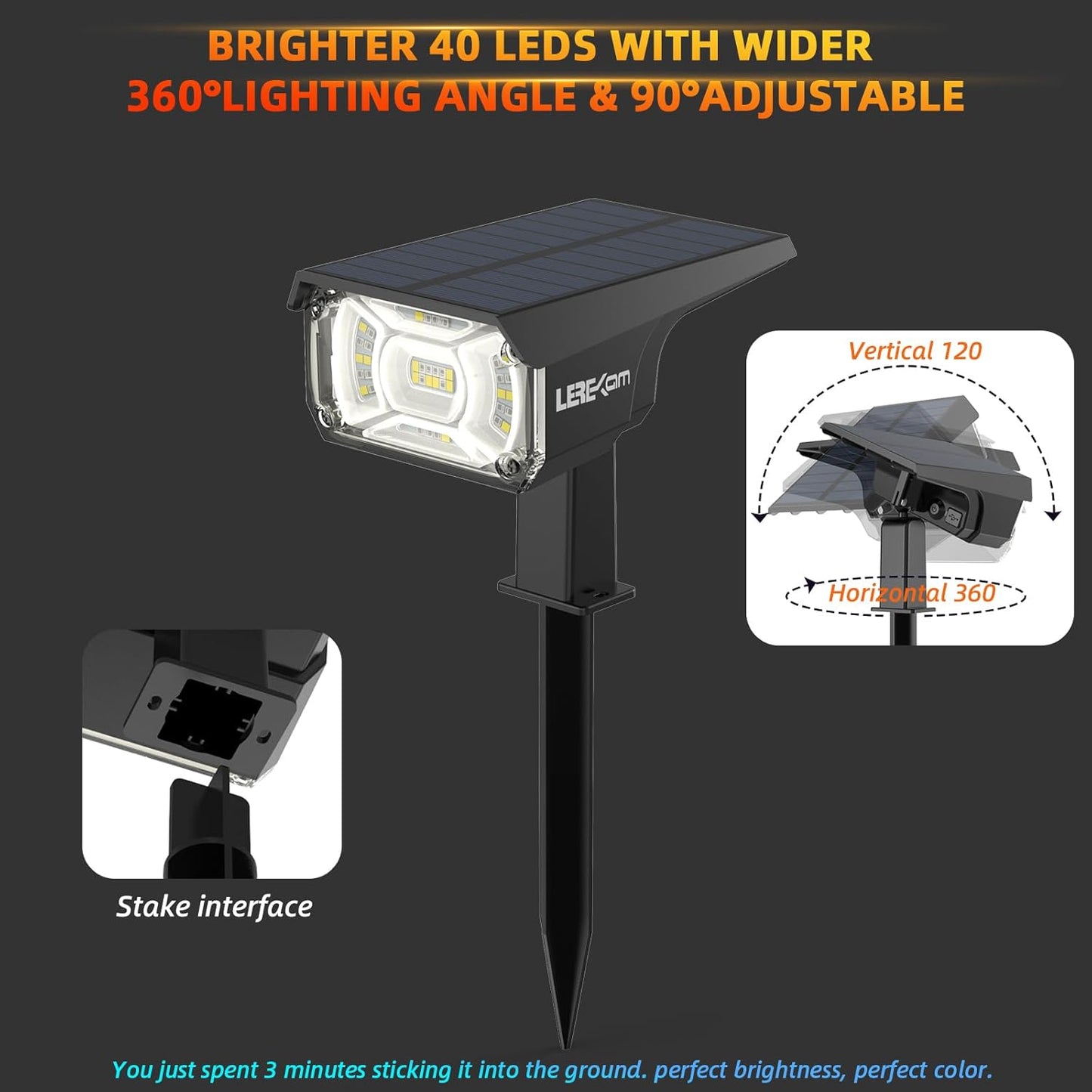 Solar Outdoor Lights,40 LEDs Color Changing RGB Solar Landscape Path L