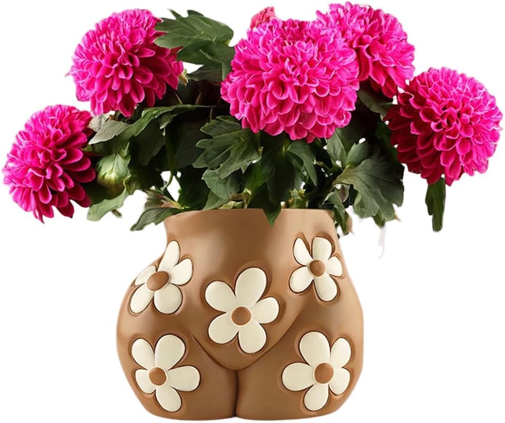 Boob Planter & Butt Vase/Bust Planter, Unique Flower Vases - Boho Plant Pots Female Body Vase, Resin Succulent Pots with Drainage, Aesthetic Decorative Vases for Outdoor Indoor Garden Decor (Butt)