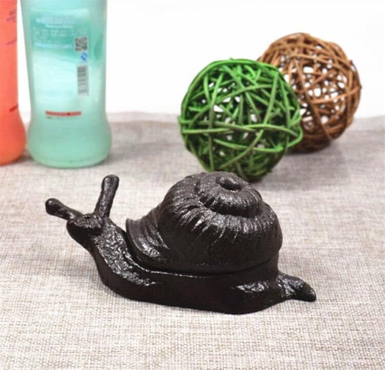 EatingBiting Snail Shape Cast Iron Hider Home Garden Statues Ornament 
