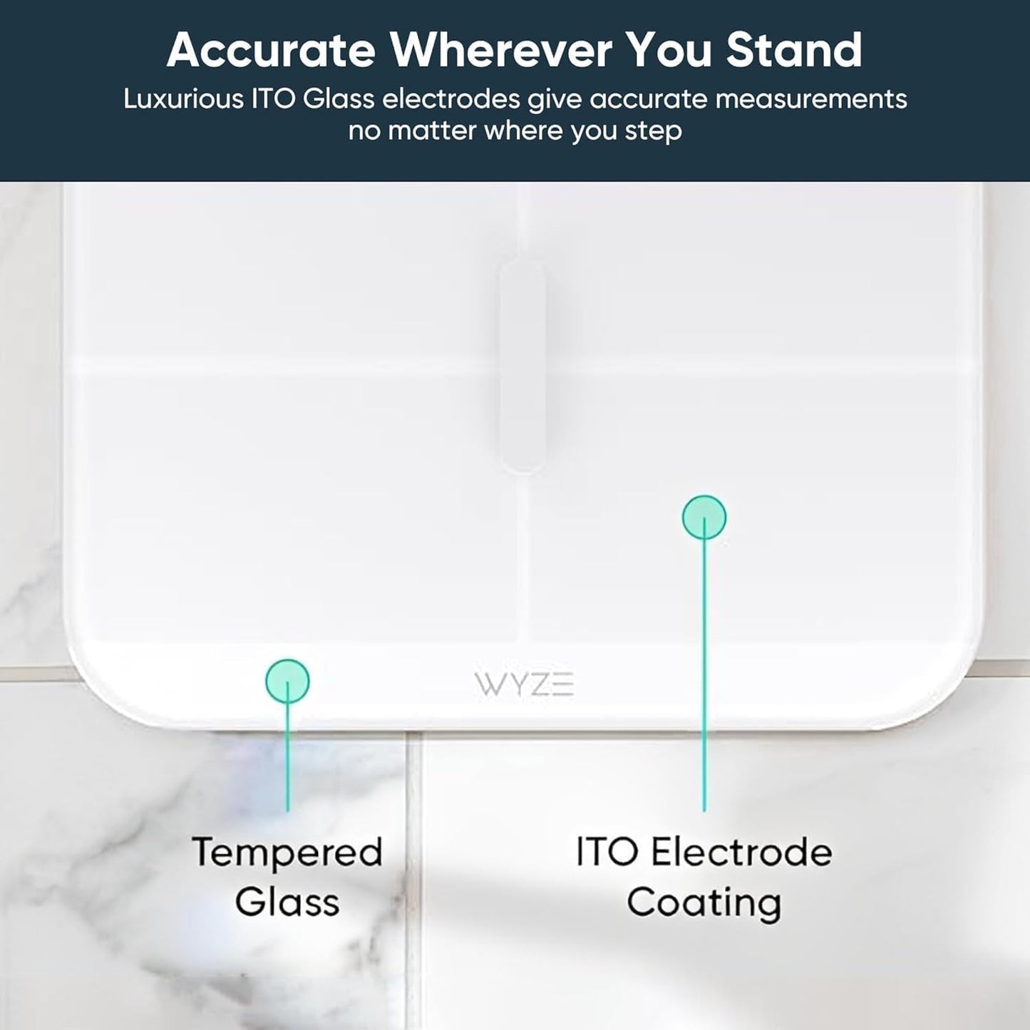 Wyze Smart Scale X - Digital Bathroom Scale for Body Weight, BMI, Body Fat, Muscle Mass, Heart Rate Monitor | ITO Glass & LED Backlight | Batteries Included, 400 lbs (White)