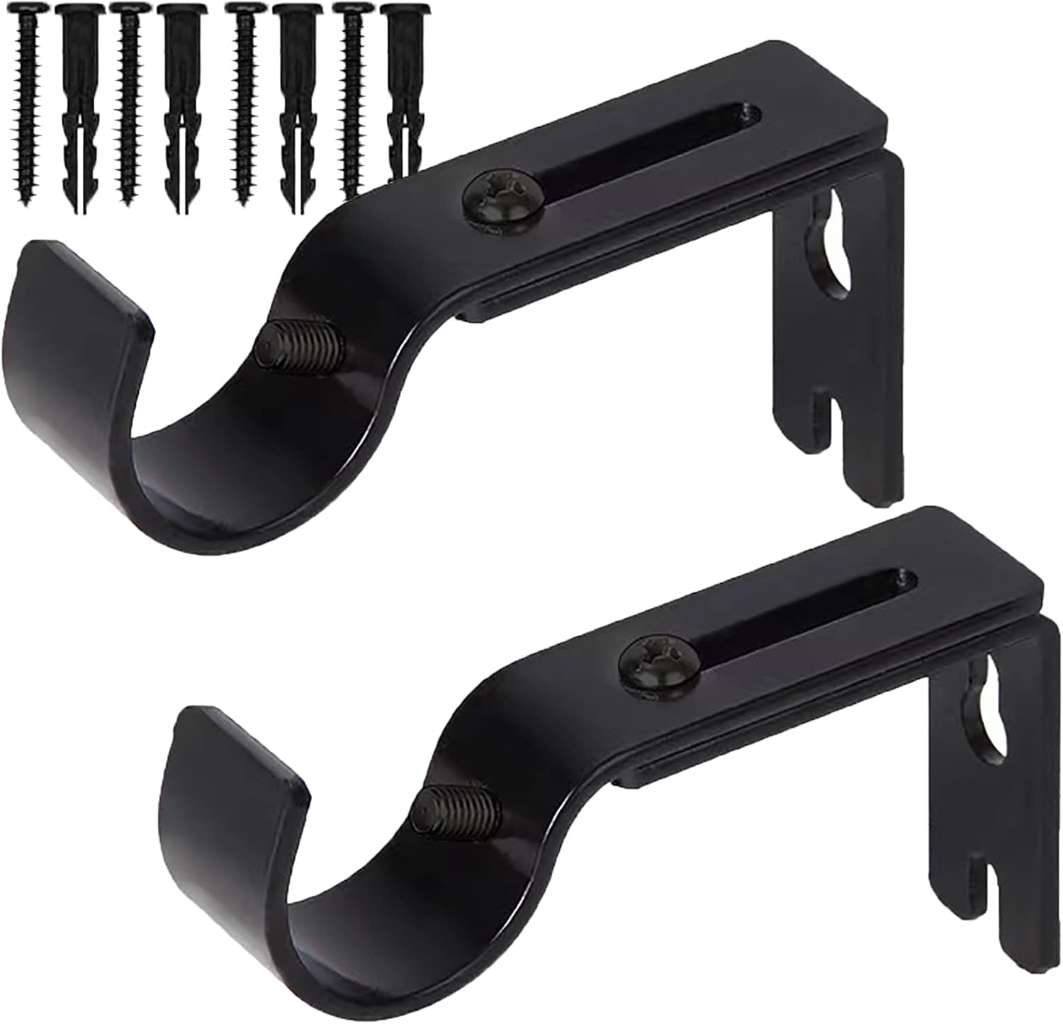 Premium Curtain Rod Brackets - 2 Pack Adjustable Wall Mounts, Curtain 