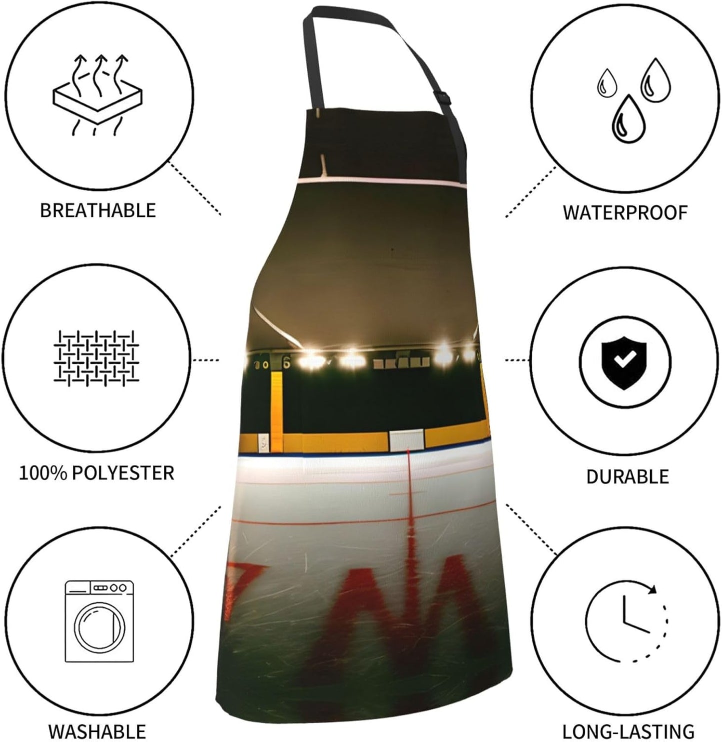 Hockey Stick print Waterproof chef's apron with pocket apron for kitchen cooking baking barbecue and gardening