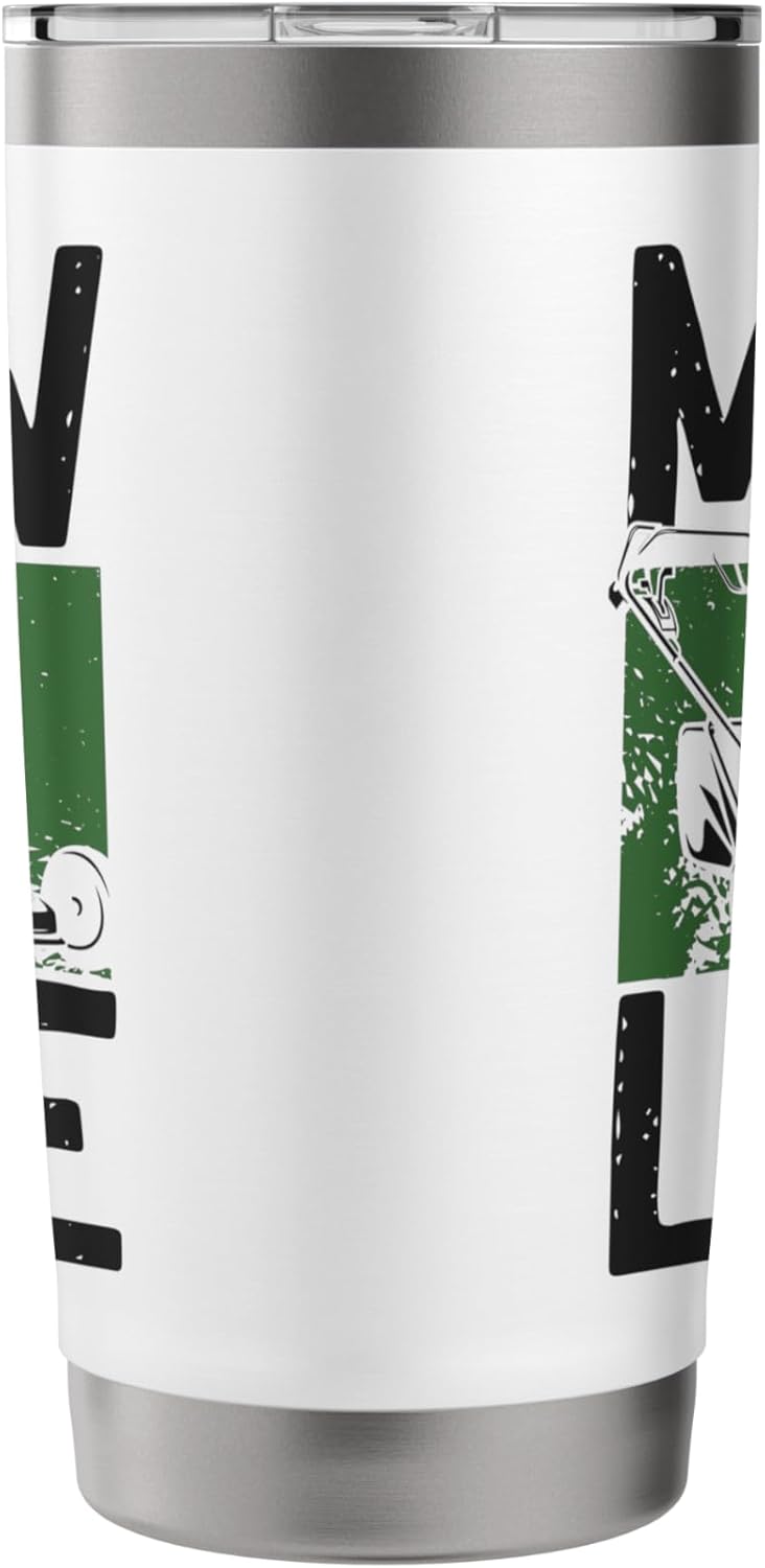 Lawn Mower Mowing Dad Father Landscaper Mow Life Stainless Steel Insulated Tumbler