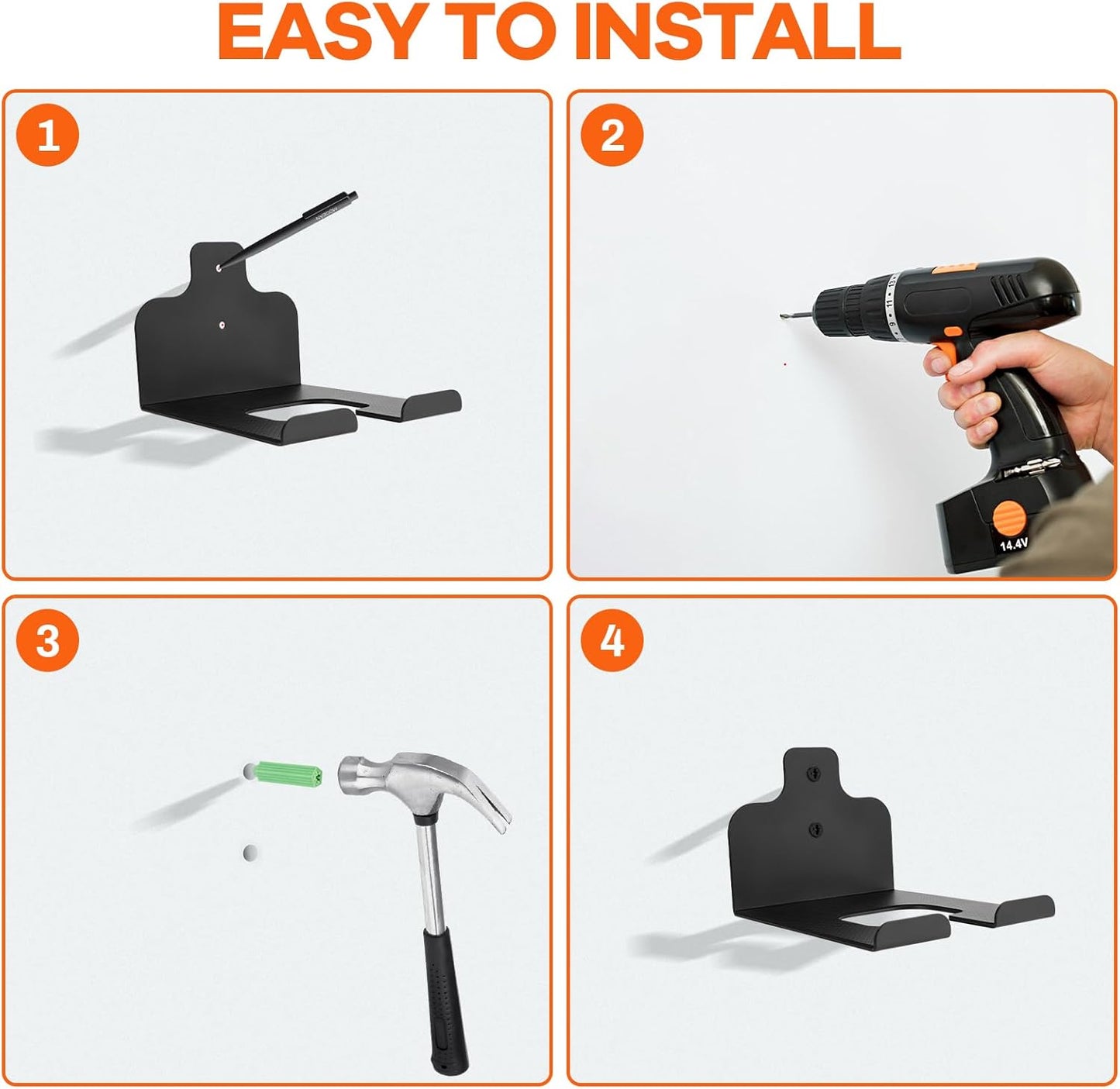 Weedeater Hanger, Garden Power Tool Hanger Weed Whackers Holder Wall Mounted for Grass Trimmer, Hedge Trimmer, Garage Trimmer, Garden Tools, 4 Pack