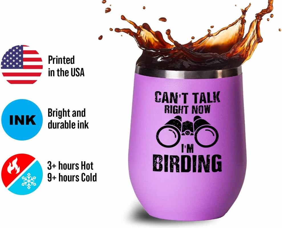 Bird Lover Pink Edition Wine Tumbler 12oz - Can't Talk Right Now - Hum