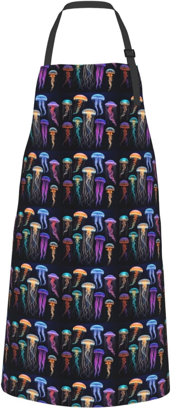 YANYU Jellyfish ocean Print 28x33 In Kitchen Apron Stylish Chef Apron 