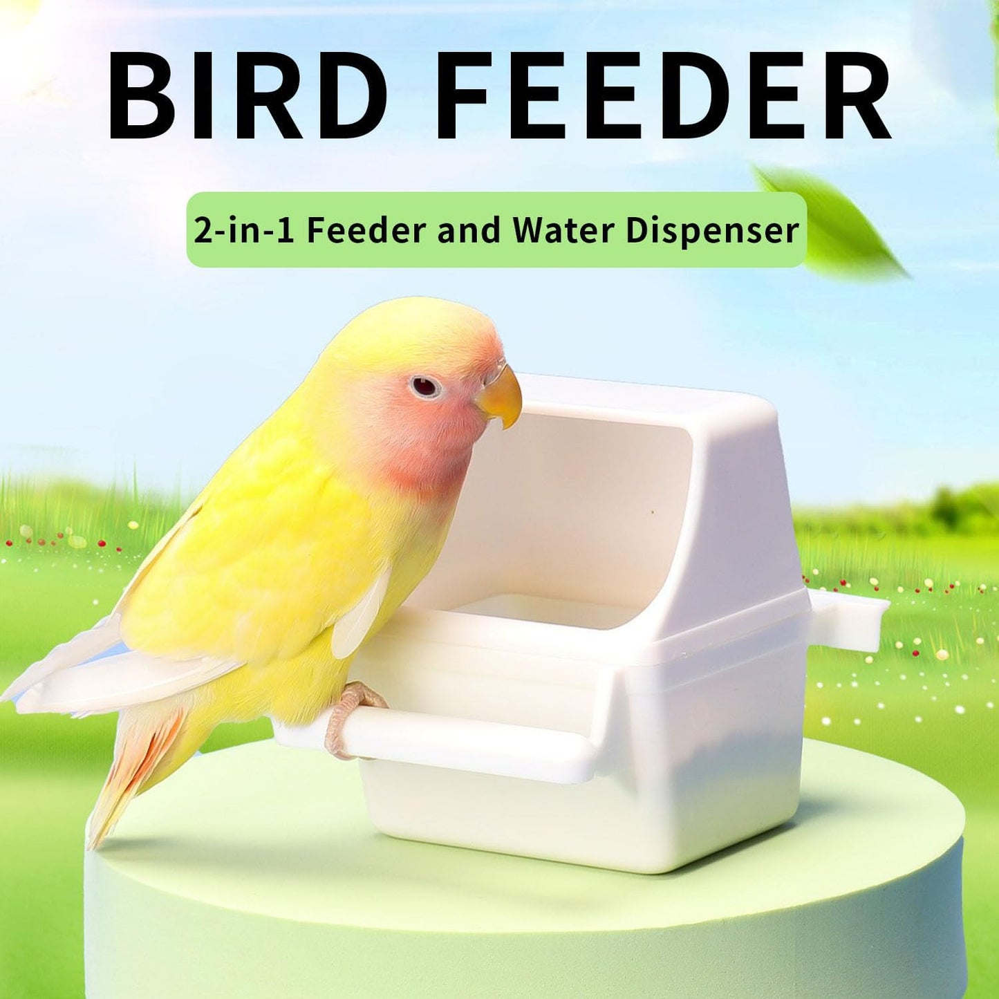 2 Pack Bird Feeding and Clear Water Bowl,Bird Cage Feeder with Bracket