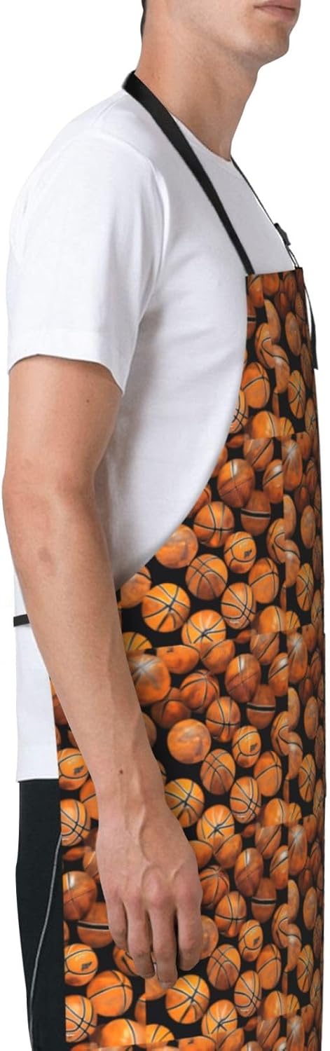 YANYU Basketball Orange Print 28x33 In Kitchen Apron Stylish Chef Apro