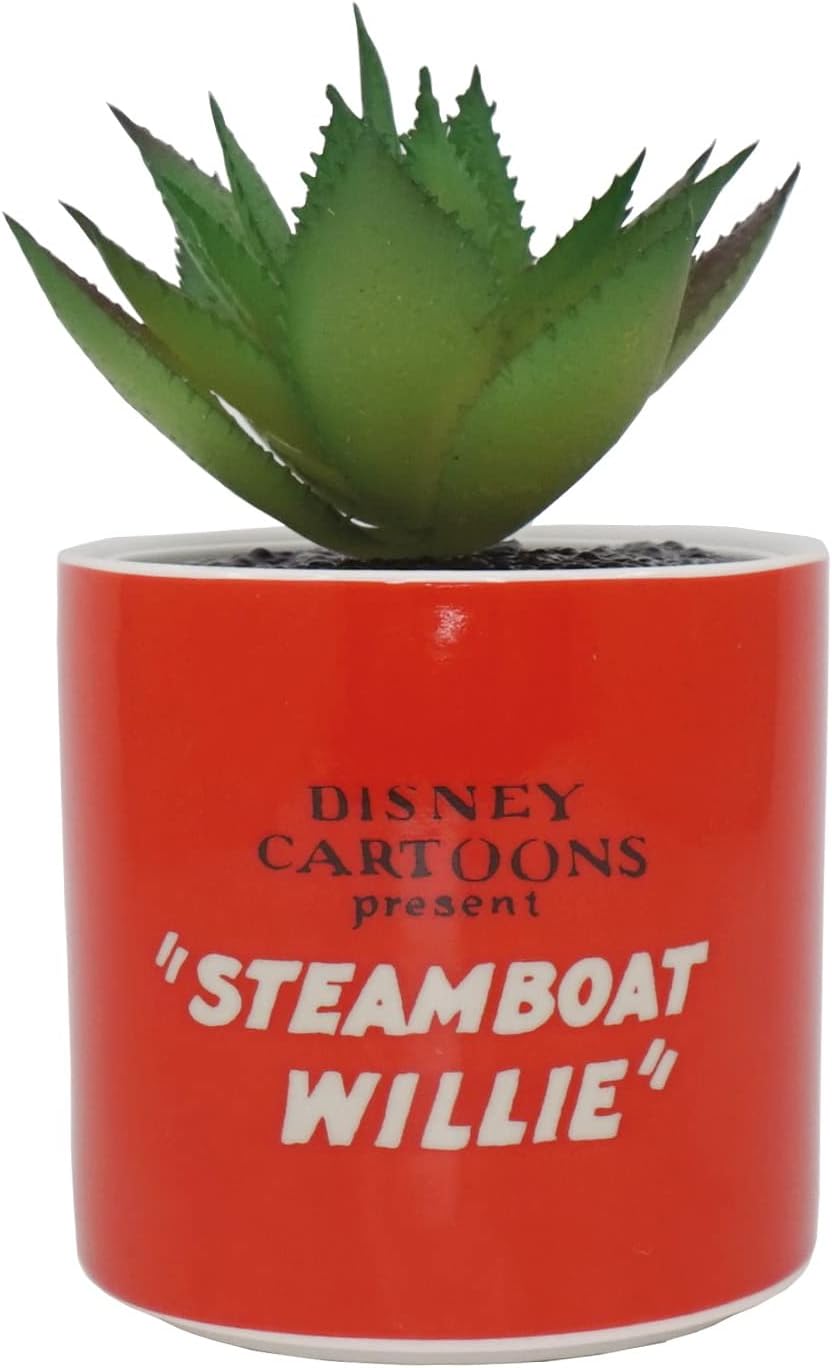 Disney Mickey Mouse Plant Pot with Faux Plant 11.7cm - Plant Pot Indoor Home - Mini Planter with Artificial Succulent Gifts - Mickey Mouse Ornaments