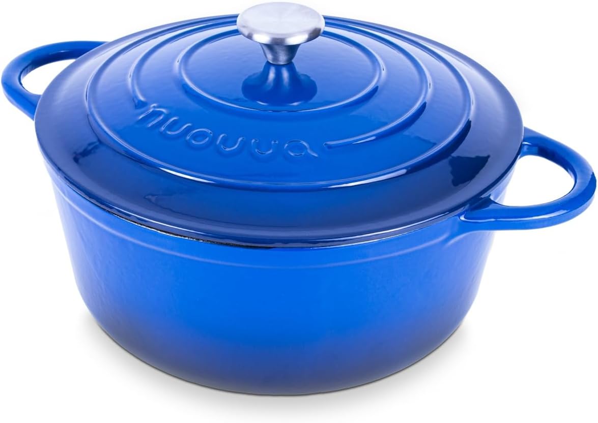 Nuovva Enamelled Cast Iron Dutch Oven Pot with Lid – 6.4 Quart Non Sti