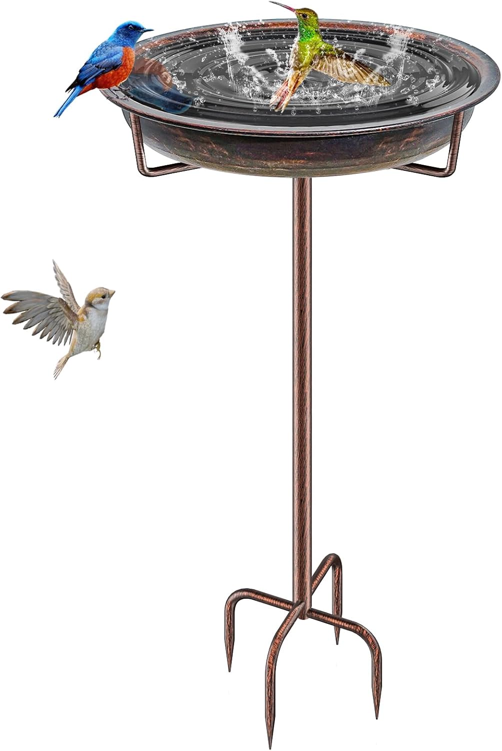 Metal Bird Bath for Outside Garden Birdbath Bowl, 36.2" Height Freesta