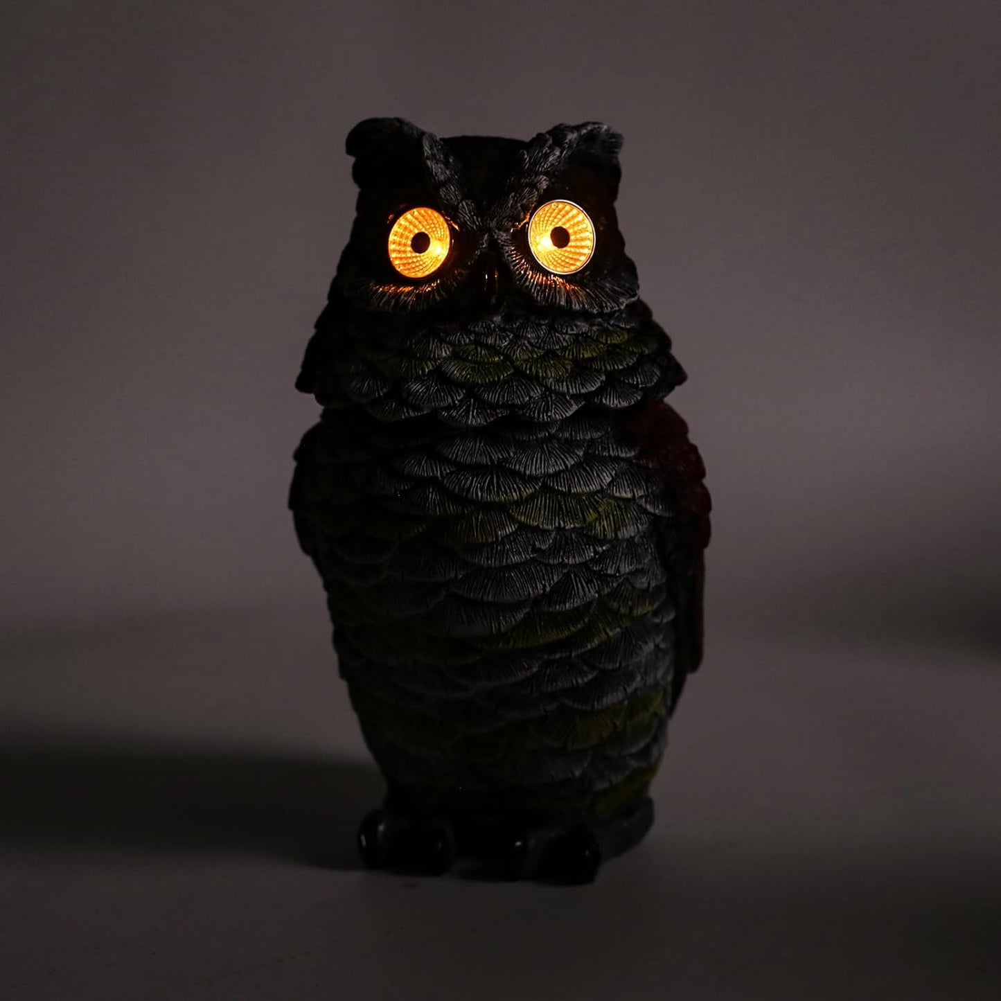 Owl Outdoor Statue with Solar Light Garden Decoration Gift for Patio, Backyard & Lawn, Owl Waterproof Resin Sculpture Ornament with Glowing Eyes, 8.3" H