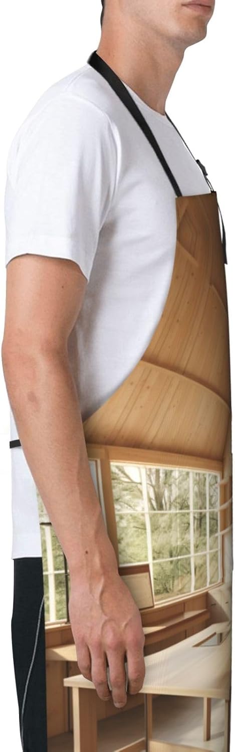 Stall Wooden print Waterproof apron with pocket adjustable cooking apron for adult kitchen bibs to bake
