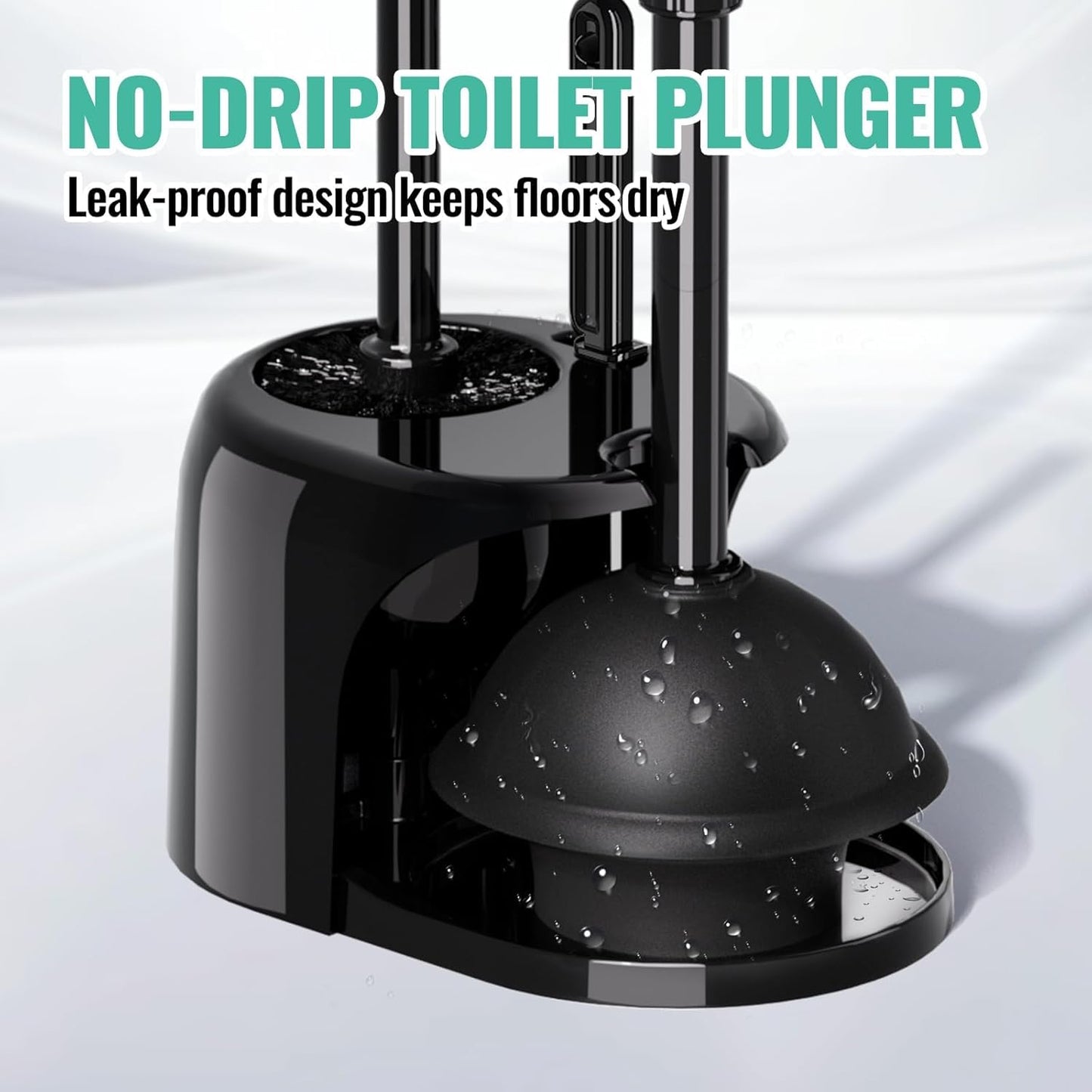 3 in 1 Toilet Brush and Plunger Set with Crevice Cleaning Brush, Toilet Plunger and Brush Set with Extra Long Handle, Plungers for Bathroom Accessories, Toilet Plunger with Holder, Black
