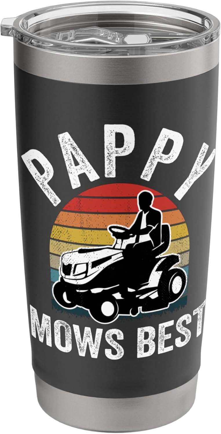 Pappy Mows Best Funny Gardener Lawn Care Father's Day Stainless Steel Insulated Tumbler