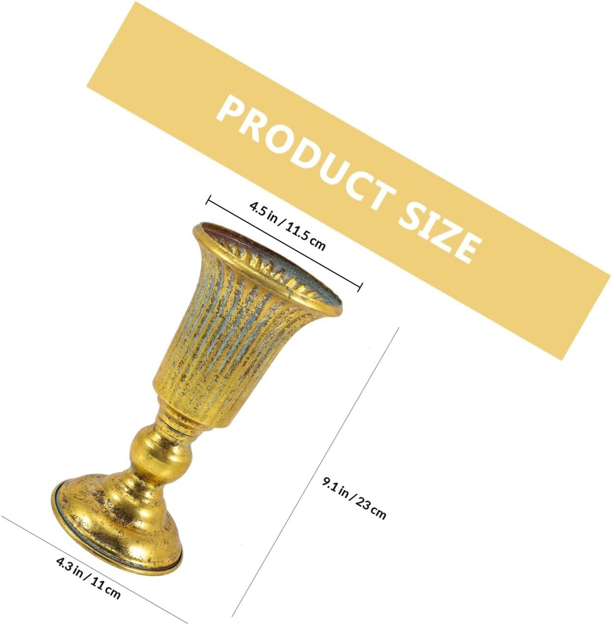 Milisten Vintage Metal Vase Decorative Flower Planter Retro Gold Iron 
