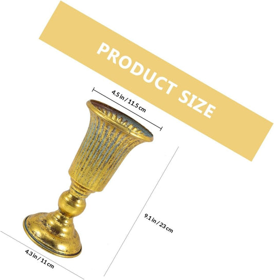 Milisten Vintage Metal Vase Decorative Flower Planter Retro Gold Iron 