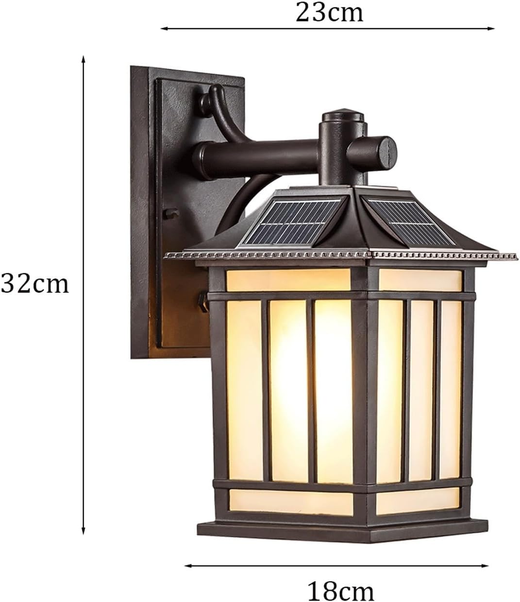 Solar Wall Lantern, Outdoor Wall Sconce, Exterior Wall Light, IP65 Die Cast Aluminum with Tempered Glass, 3 Color LED for Porch Patio Garden Courtyard Path Yard Villa Gate Cottage