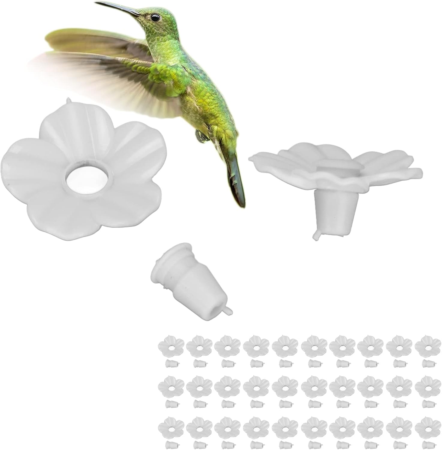 30 Sets Hummingbird Feeders Flowers, Multicolor Replaceable Hummingbir