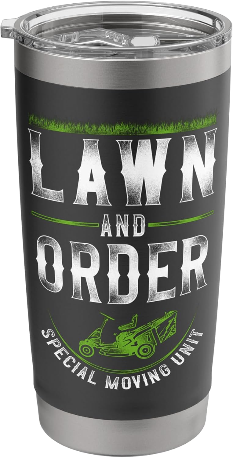 Lawn Mower Mowing Dad Father Landscaper Vintage Tractor Lawn Stainless Steel Insulated Tumbler