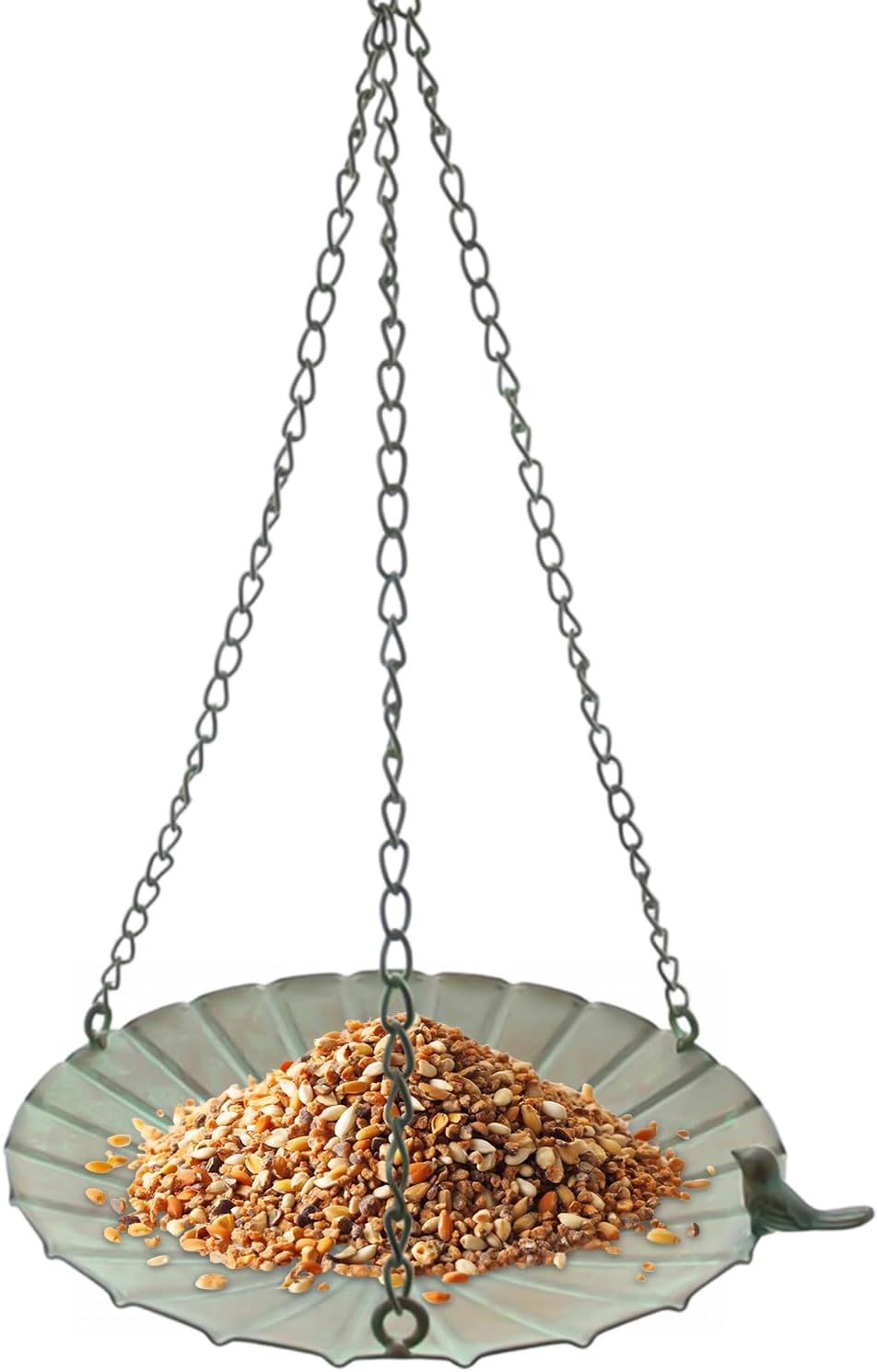 Bird Feeder Tray, Large Capacity Hangable Iron Bowl, Outdoor Garden Bi