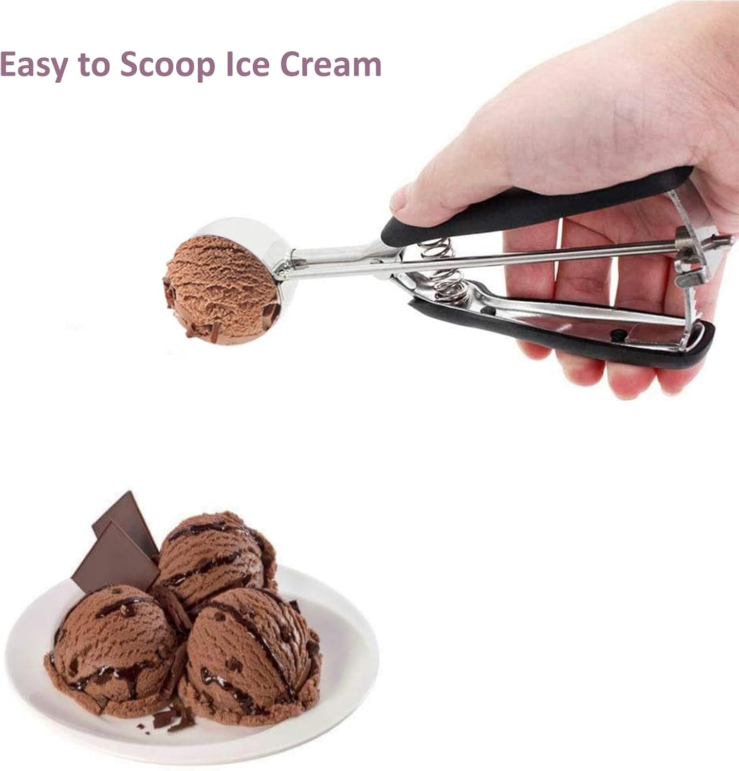Ice Cream Scoop, 18/8 Stainless Steel Cookie Scoop, Cookie Scoops for Baking, 2 Tbsp/ 30 ml/ 1 oz Cookie Dough Scoop, Ice Cream Scooper with Trigger Release, Cookie Scooper for Baking