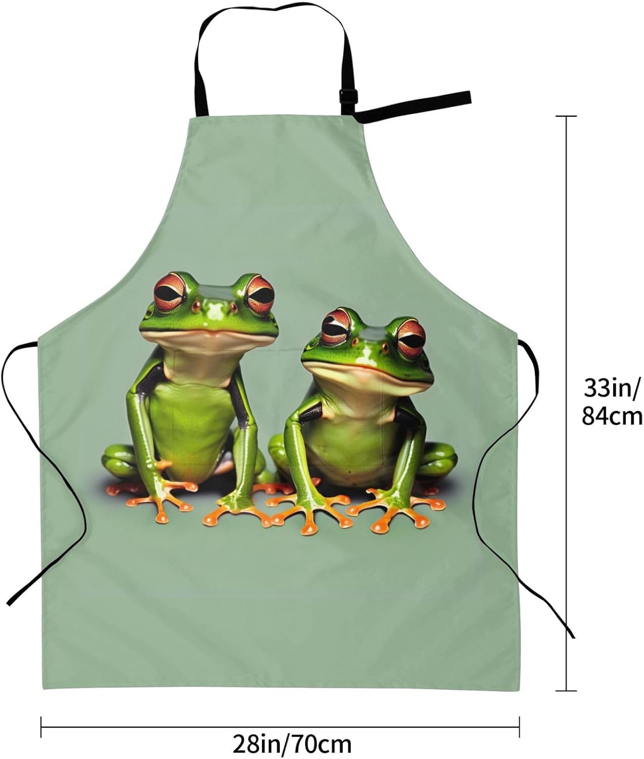 Funny Green Frogs 1 print Waterproof chef's apron with pocket apron for kitchen cooking baking barbecue and gardening