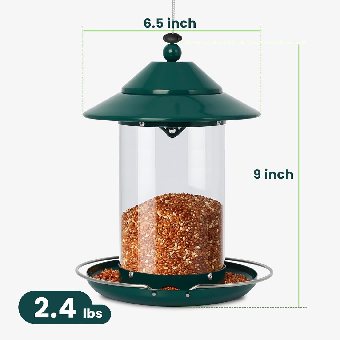 Metal Bird Feeder for Outdoors – 2.4LB Hanging Bird Feeder with 360-de