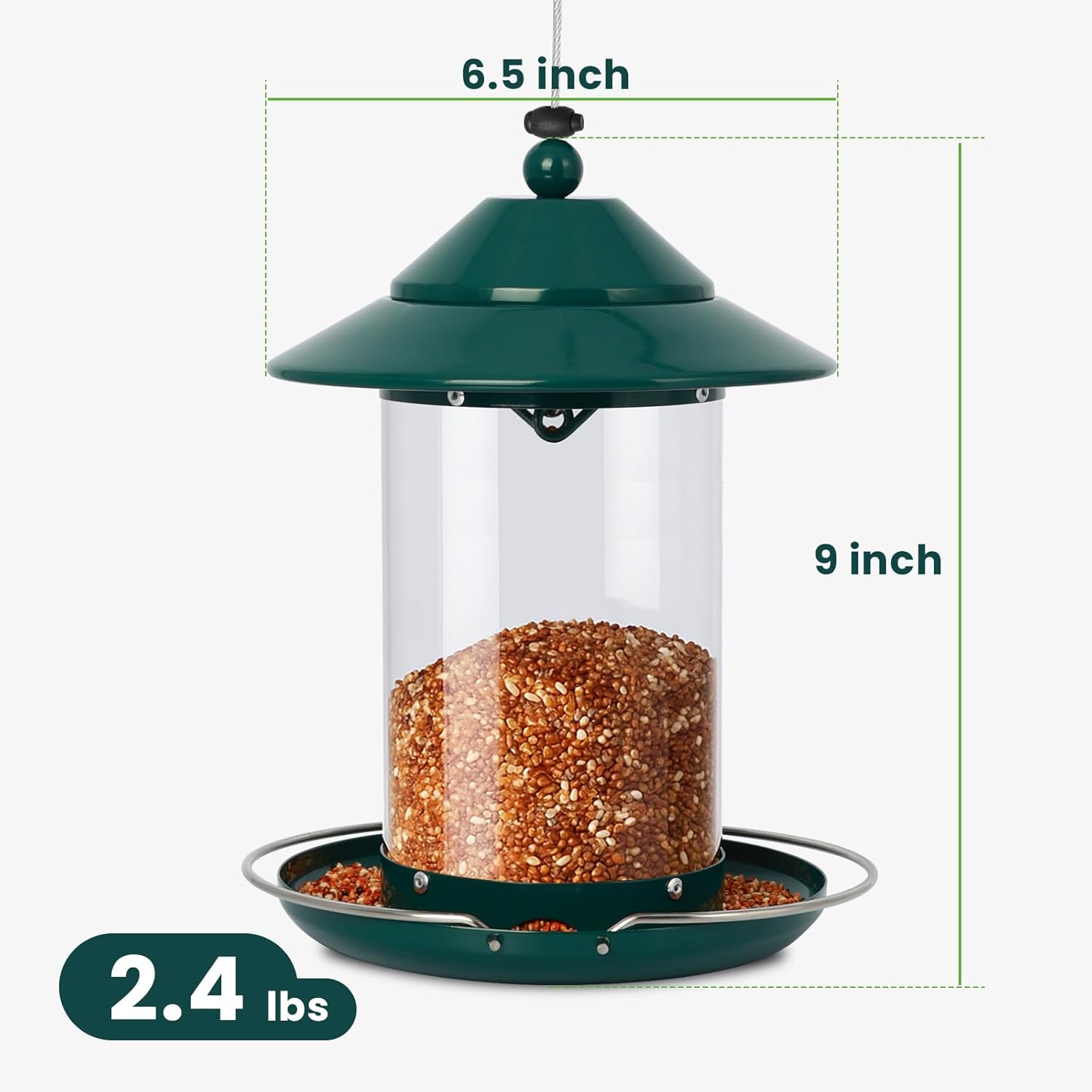 Metal Bird Feeder for Outdoors – 2.4LB Hanging Bird Feeder with 360-de