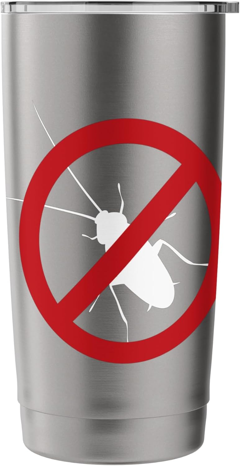 Pest Control Roach Sign Gag Halloween Gift No Cockroaches Stainless Steel Insulated Tumbler