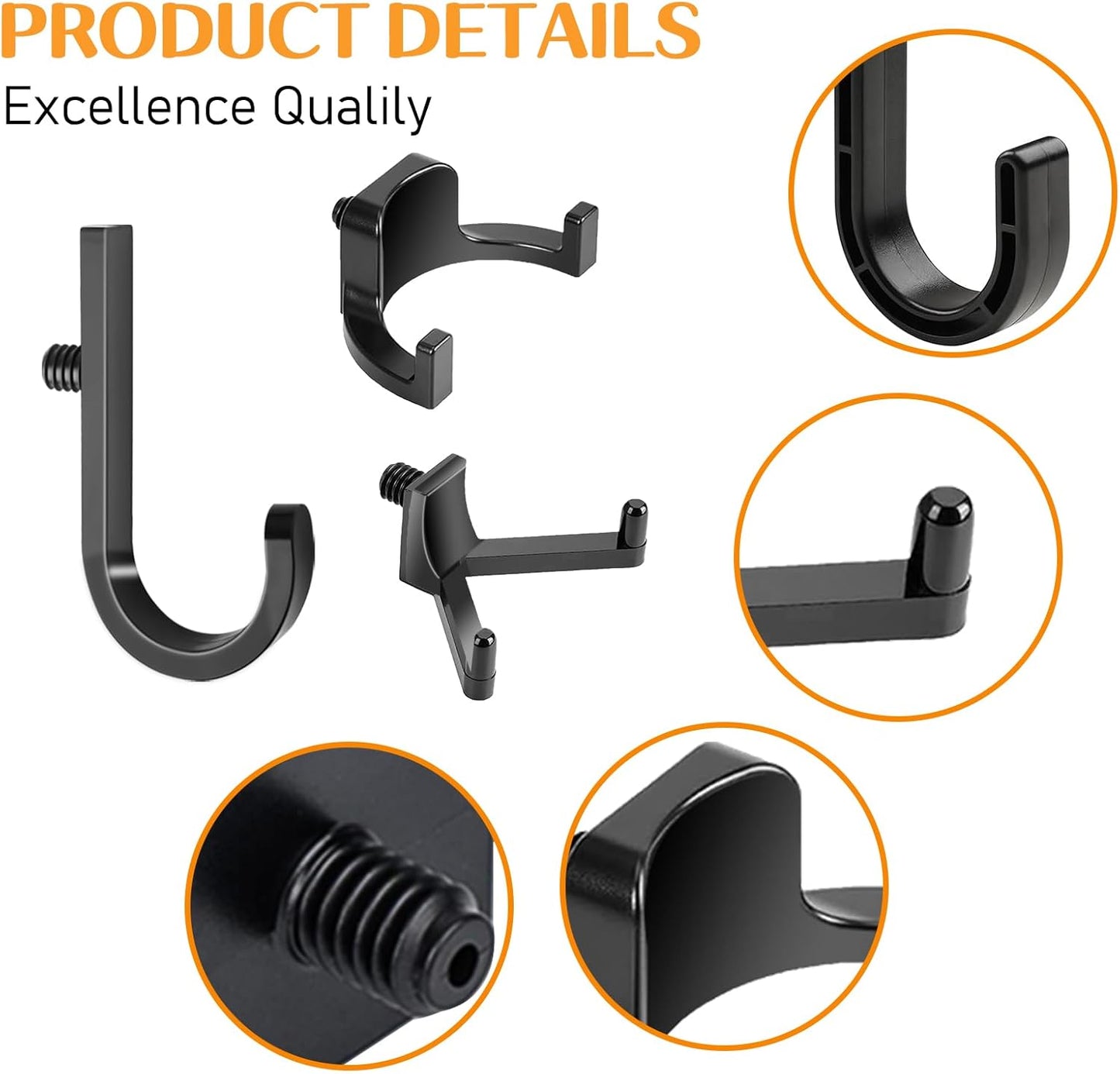9 Pcs ABS Storage Shed Tool Hooks, Heavy Duty Shed Accessories & Hooks - Compatible with Suncast & Craftsman Sheds, Black J/U/V Shape for Organizing Ladders, Hoses & Garden Tools in Outdoor Sheds.