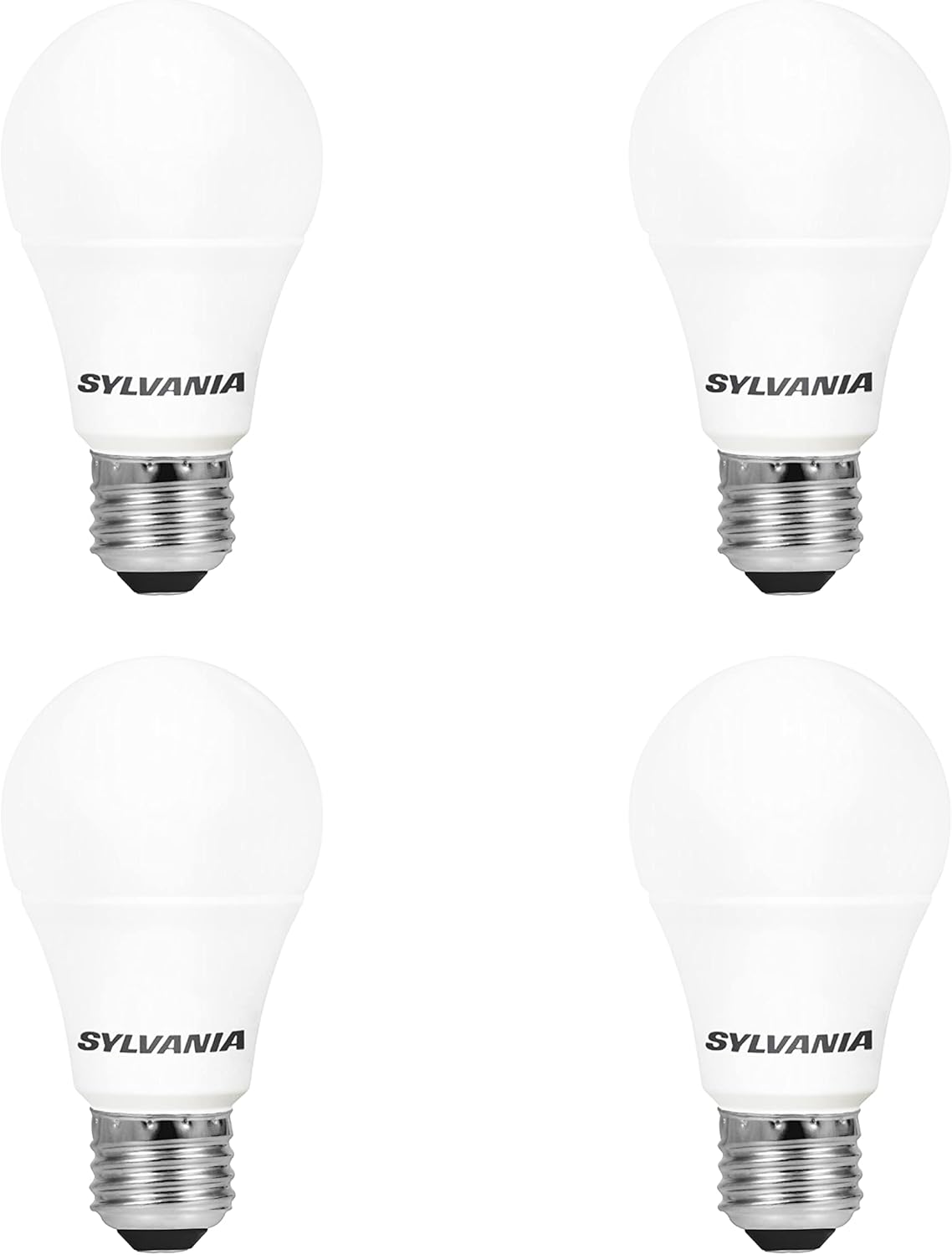 Sylvania LED Light Bulb, 60W Equivalent A19, Efficient 8.5W, Medium Base, Frosted Finish, 800 Lumens, Soft White - 4 Pack (73888)