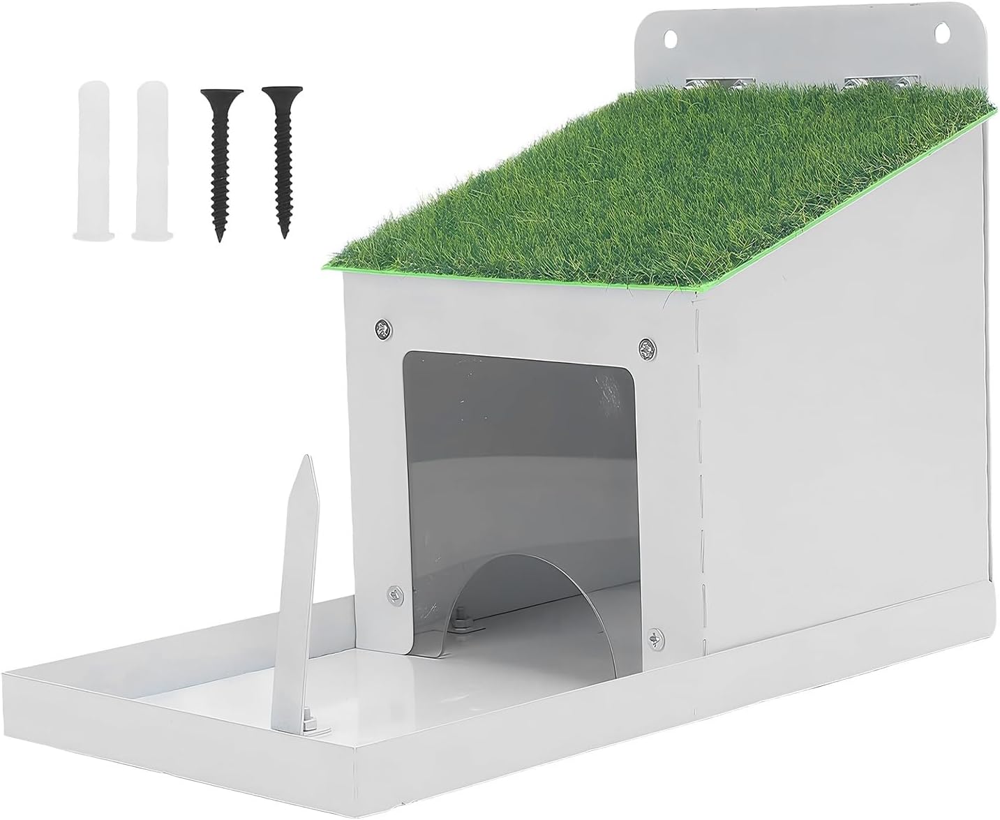 Squirrel Feeder - Outdoor Garden Decor Wildlife Attraction | Rustproof Iron Metal Construction with Waterproof Lid for Yard Lawn Porch Farm Pathway Use 23cm Size