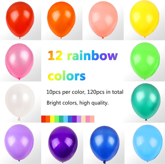 RUBFAC 120pcs Balloons for Birthday Baby Shower Graduation Anniversary Wedding Party Supplies Garland Arch Decoration,12 Inches,Assorted Color