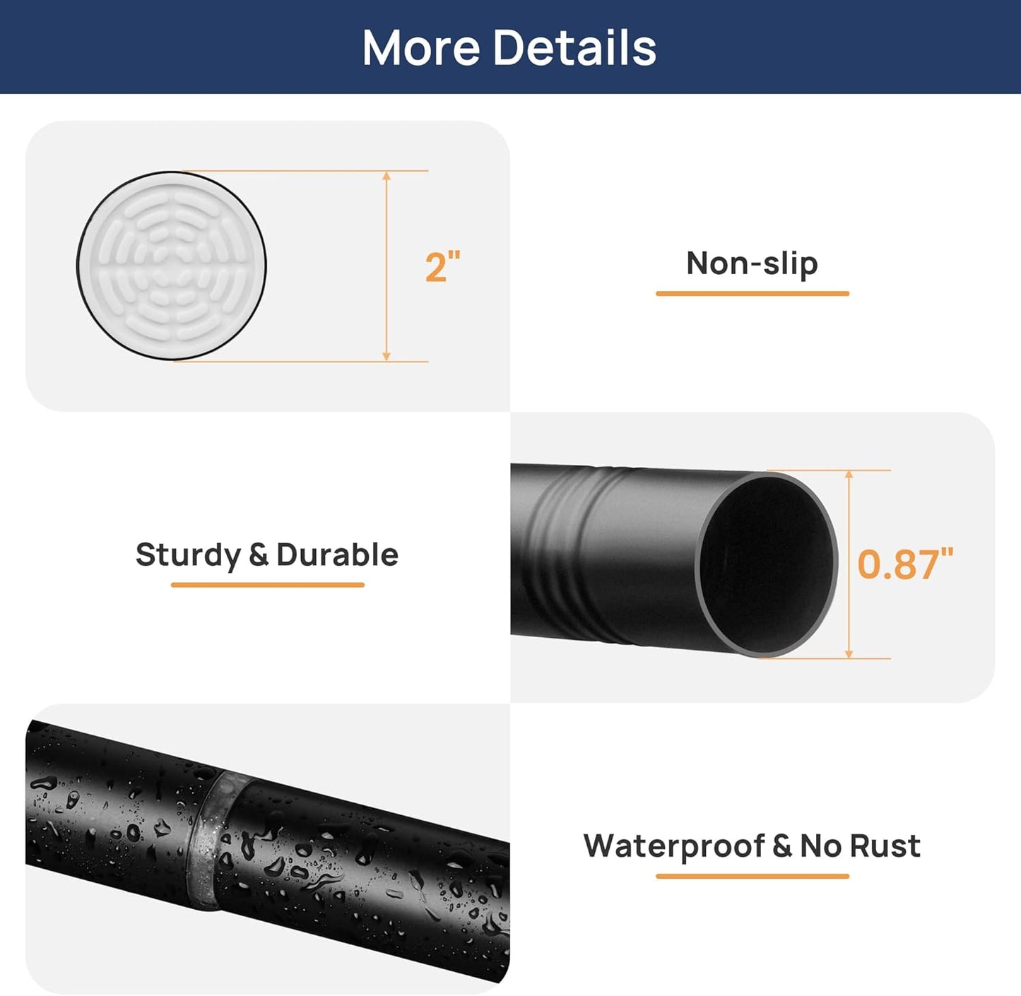 ENJOYBASICS 2 Pack Adjustable Spring Tension Curtain Rods 32 to 66 Inches, Stainless Steel Matte Black Shower Rod No Drilling for Window, Bathroom, Closet, Room Divider, 7/8" Diameter