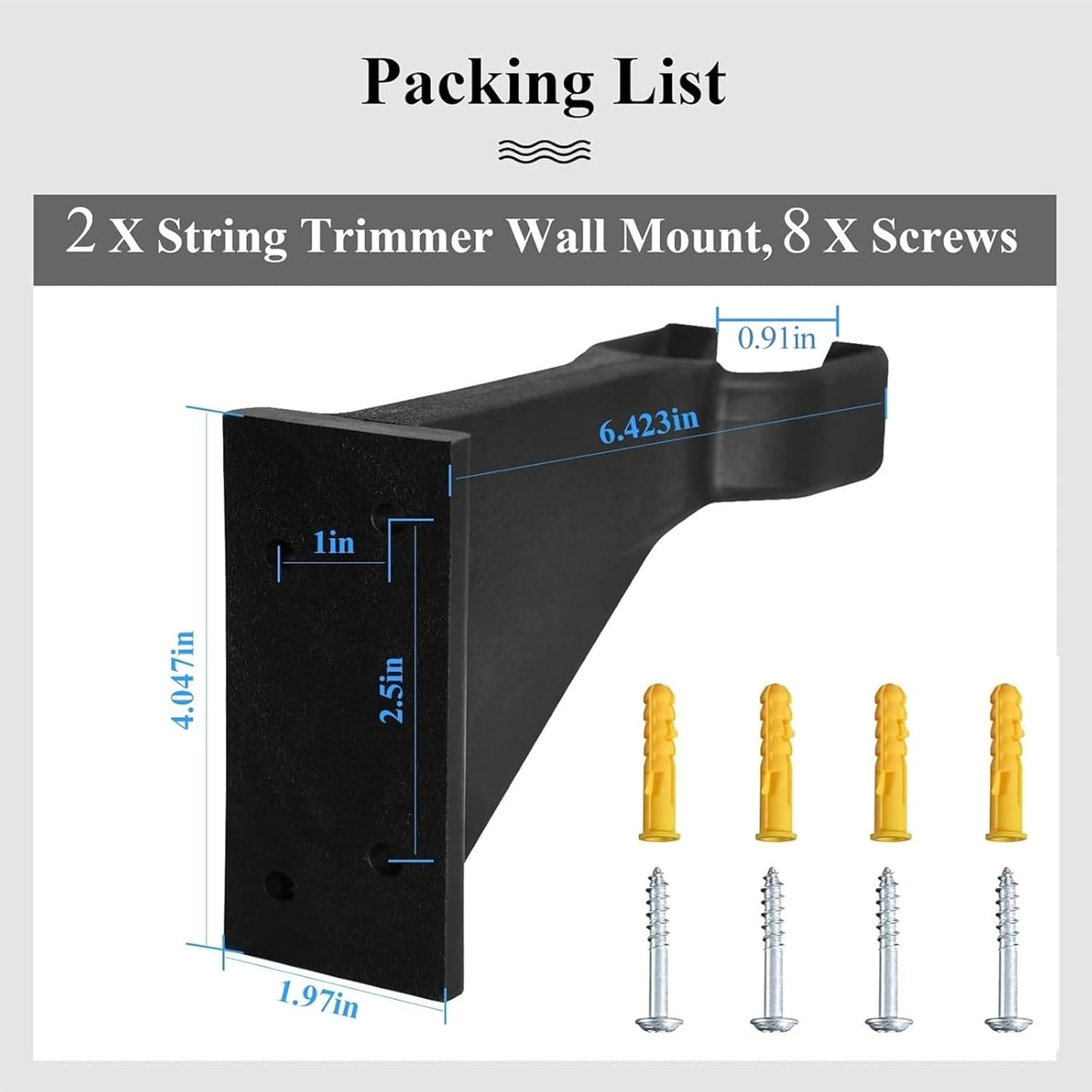 Premium Heavy-Duty Wall Hanging Holder for Garden Power Tools, Garage Storage Organizer, Storage Hooks for Trimmer, Holds up to 250lbs, Fits EGO 56V Trimmer and Edger, Ego Power/Edger(2Pcs/4-Hole)
