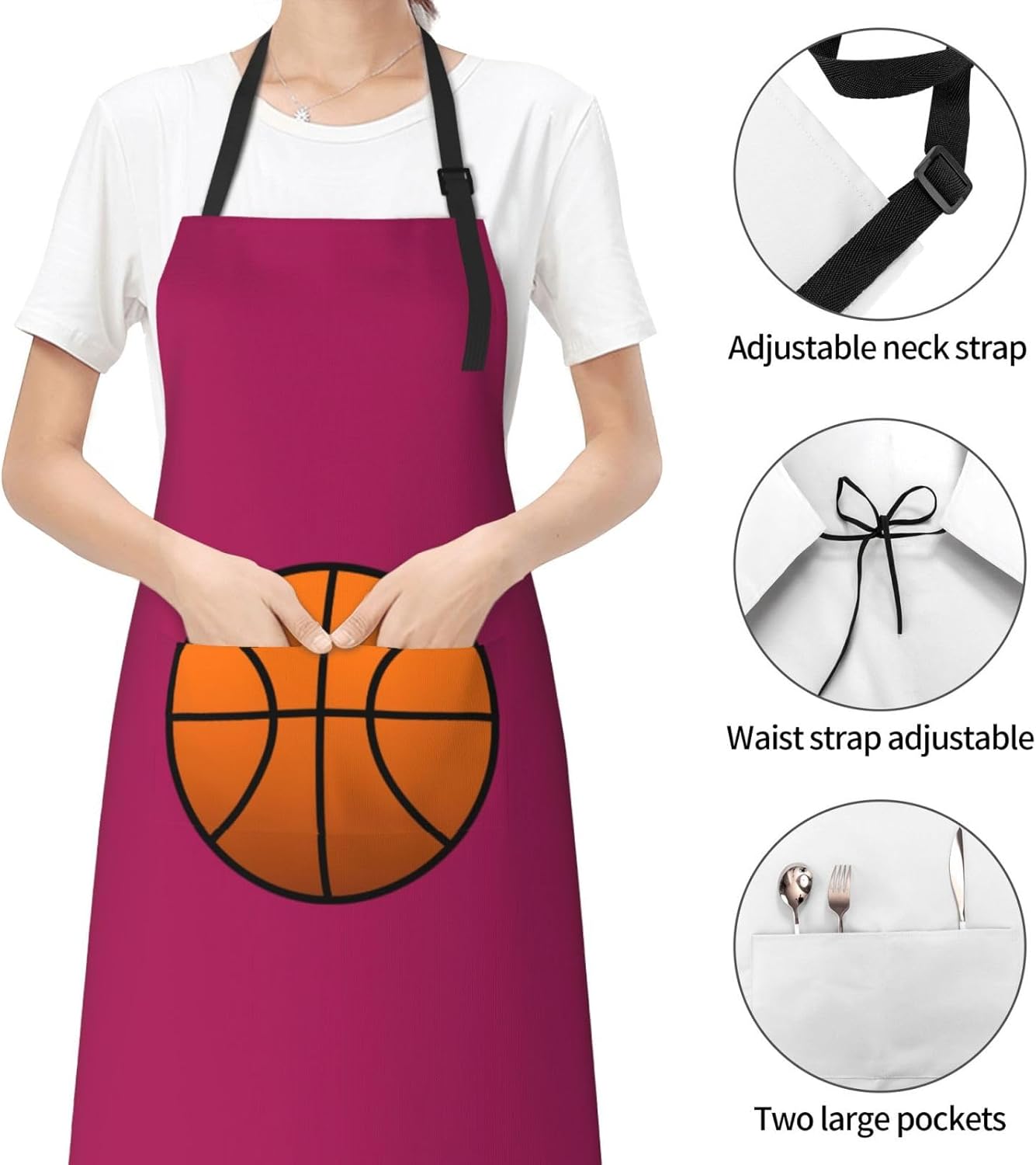 basketball print Waterproof apron with pocket adjustable cooking apron
